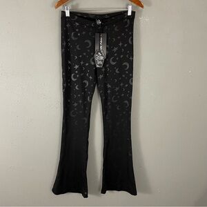 NEW Dolls Kill The Grave Girls Flare Pants Size M Black Spellcaster Yoga Gothic
